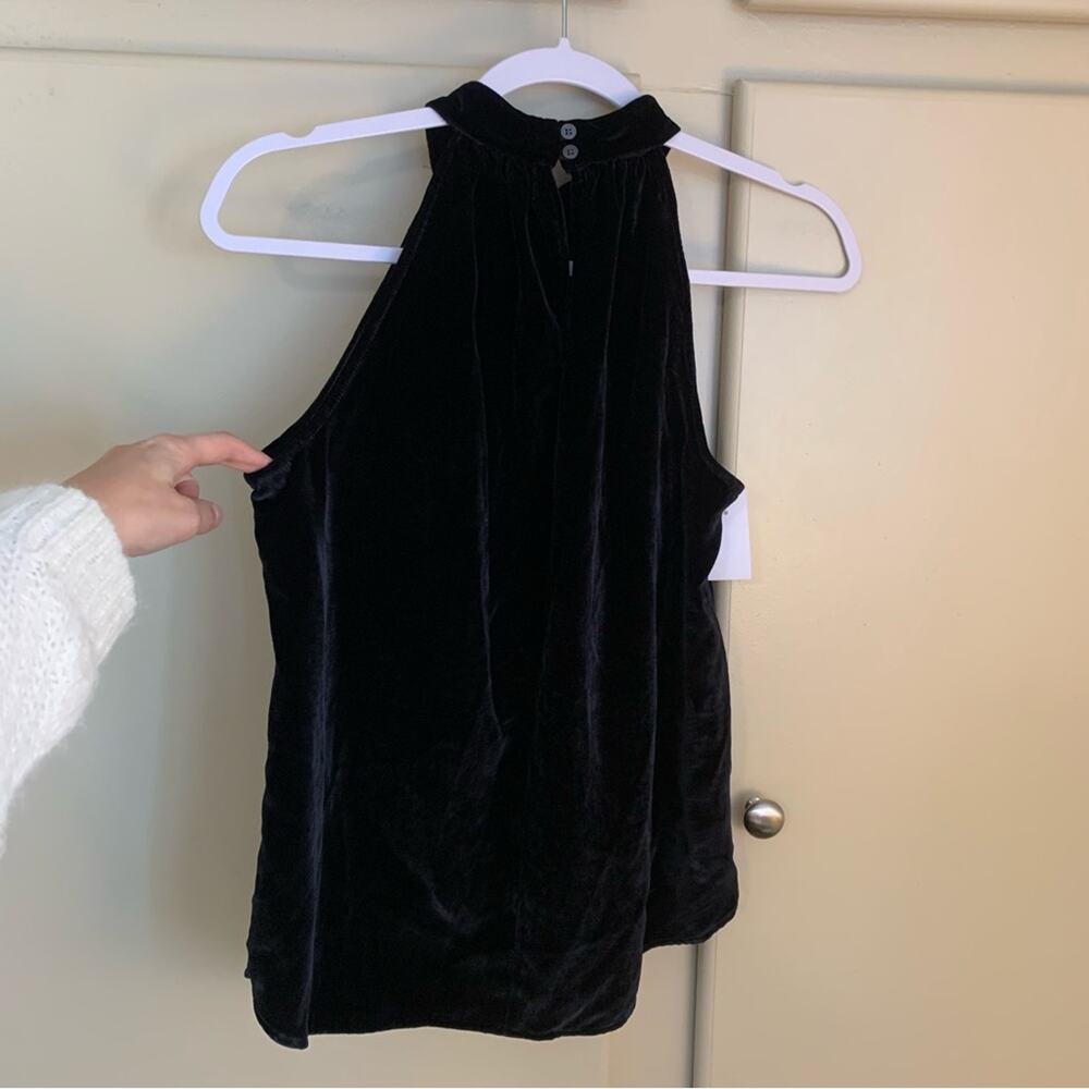 Loft Womens Black Velvet Halter Top Size XS Preppy Formal Classic High Neck - Picture 4 of 8